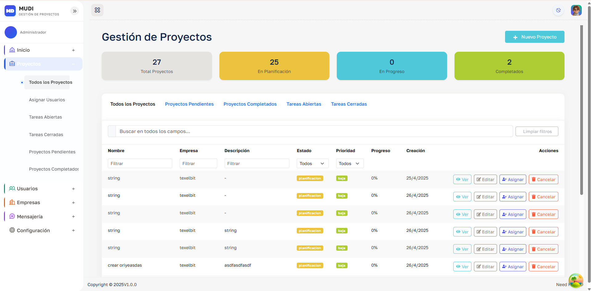Gestor de proyectos Mudi