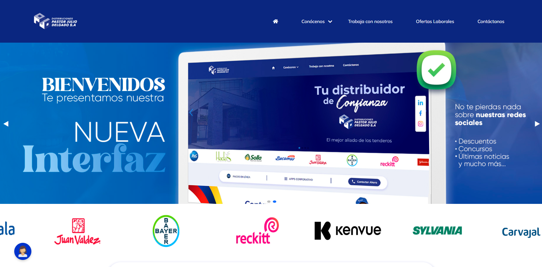 Página web Distribuidora Pastor Julio Delgado